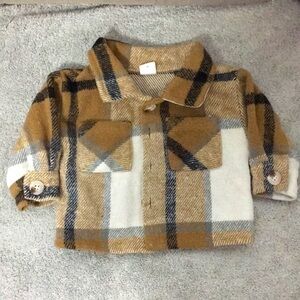 3-6 months Baby Infant Toddler Brown & White Flannel Shirt Jacket Coat